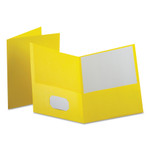 Oxford Leatherette Two Pocket Portfolio, 8.5 x 11, Yellow/Yellow, 10/Pack Product Image 