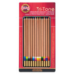 Koh-I-Noor Tri-Tone Color Pencils, 3.8 mm, Assorted Tri-Tone Lead Colors, Tan Barrel, Dozen Product Image 