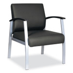 Alera metaLounge Series Mid-Back Guest Chair, 24.6" x 26.96" x 33.46", Black Seat, Black Back, Silver Base Product Image 