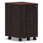 Alera Valencia Series Mobile Pedestal, Left or Right, 2 Legal/Letter-Size File Drawers, Mahogany, 15.38" x 20" x 26.63" Product Image 