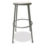 Alera Industrial Metal Shop Stool, Backless, Supports Up to 300 lb, 30" Seat Height, Brown Seat, Gray Base Product Image 