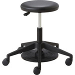 Safco Lab Stool with Foot Pedal - Vinyl Seat Material - Black, Chrome Product Image 