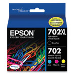 Epson T702XL-BCS (702XL) DURABrite Ultra High-Yield Ink, 950/1,100 Page-Yield, Black/Cyan/Magenta/Yellow Product Image 