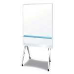 PLUS Mobile Partition Board, 38.3" x 70.8", White Surface, Light Gray Aluminum Frame Product Image 