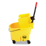 Rubbermaid Commercial WaveBrake 2.0 Bucket/Wringer Combos, Side-Press, 26 qt, Plastic, Yellow Product Image 