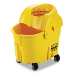Rubbermaid Commercial WaveBrake Institution Bucket and Wringer Combos, Down-Press, 35 qt, Plastic, Yellow Product Image 