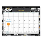Baccara Dark Desk Pad, Floral Artwork, 22 x 17, White/Black/Gold Sheets, Black Binding, 12-Month (Jan to Dec): 2026 Product Image 