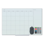 U Brands Floating Glass Dry Erase Calendar, Monthly Planning/Scheduling, 36" x 24" (Actual Size: 35" x 23"), White Surface Product Image 