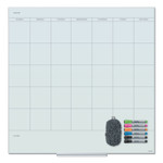 U Brands Floating Glass Dry Erase Undated One Month Calendar, 35 x 35, White Product Image 