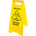 Impact English/Spanish Wet Floor Sign - English, Spanish - Print/Message "Caution Wet Floor" - 1" Width x 24.6" Height - Rectangular Shape - Impact Resistant, Foldable - Vinyl - Black, Yellow - 1 Each - (IMP9152W) Product Image 