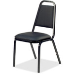 Lorell Upholstered Stacking Chairs - Black Seat Color - Vinyl Seat Material - Black Frame Color - Steel Frame Material - Charcoal Black Product Image 