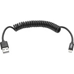 Tripp Lite by Eaton Lightning Connector USB Coiled Cable - 4 ft Lightning/USB Data Transfer Cable for Desktop Computer, iPhone, iPad, iPod, Notebook, Charger - First End: Lightning - Second End: USB Type A - Nickel Plated Connector - Black Product Image 