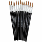 Charles Leonard Round Camel Hair Paint Brushes - No. 12 - Hardwood Black Handle - Aluminum Ferrule Product Image 