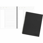 Mead Action Planner Business Notebook - Twin Wirebound - 9.50" Height x 7.5" Width x 0.6" Length - Black Cover - Pocket, Pen Loop, Perforated, Dual-sided Pocket, Bungee - Recycled Product Image 