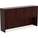 Lorell Chateau Series Hutch - 36.5" Height x 70.9" Width x 14.8" Depth Hutch, x 1.5" Thickness Top - 4 Door(s) - Reeded Edge - Material: P2 Particleboard - Finish: Mahogany, Laminate Product Image 