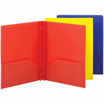 Smead Letter Fastener Folder - 8 1/2" x 11" - 180 Sheets Capacity - 2 x Double Tang Fastener(s) - 2 Internal Pocket(s) - Red, Yellow, Blue Product Image 