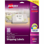 Avery Clear Shipping Labels, Sure Feed, 3-1/3" x 4" 300 Labels (15664) - 3 21/64" Width x 4" Length - Permanent Adhesive - Rectangle - Laser - Matte Product Image 
