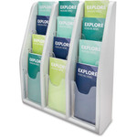 Deflecto Multi-Compartment Literature Display - 12 Pocket(s) - 19.75" Height x 15.75" Width x 5" Depth - Desktop - Durable, Lightweight - Gray Product Image 