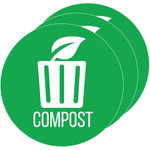 HLS Commercial Refuse Bin Icon Sticker - Waterproof - Compost - 1/10" Height x 4" Width x 4" Length x 4" Diameter - Circle - Green Product Image 