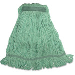 Genuine Joe Narrow Band Medium Mophead - Medium - Narrow Headband, 4-ply, Durable, Looped Ends, Fray Resistant, Lint Resistant, Tailband, Launderable - Rayon, Cotton, Cotton - Green Product Image 