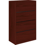 HON 10500 H10516 Lateral File - 59.1" Height x 36" Width x 20" Depth - 4 - Flat Edge - Material: Laminate - Finish: Mahogany Product Image 