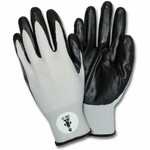 Safety Zone Nitrile Coated Knit Gloves - Nitrile Coating - Extra Large Size - Gray, White - Durable, Flexible, Comfortable, Knitted, Breathable - For Industrial Product Image 
