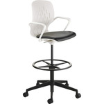 Safco Shell Extended-Height Chair - Black Vinyl Seat Color - Plastic Seat Material - White Back Color - Plastic Back Material - 5-star Base Product Image 