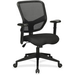 Lorell Executive Mesh Mid-Back Office Chair - Black Seat Color - Fabric Seat Material - Black Back Color - 5-star Base Product Image 