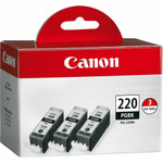 Canon PGI-220BK Original Inkjet Ink Cartridge - Black - 3 / Pack - Inkjet - Black Product Image 