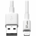 Tripp Lite series 6ft (1.8M) White USB Sync / Charge Cable with Lightning Connector - 6 ft Lightning/USB Data Transfer Cable for iPad, iPhone, iPod - First End: 1 x USB Type A - Male - Second End: 1 x Lightning - Male Product Image 