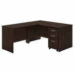 Bush Business Furniture Studio C L Shaped Desk - 30" Height x 60" Width x 30" Depth - 3 x File, Box Drawer(s) - Finish: Black Walnut, Thermofused Laminate (TFL) Product Image 