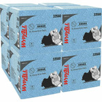 Wypall Oil, Grease & Ink Quarterfold Disposable Cloths - For Industry, Industrial Manufacturing, Oil/Gas - Absorbent, Heavy Duty, Lint-free, Acid-free, Solvent-free - Polypropylene - Blue - 66/Pack Product Image 