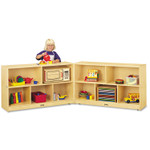 Jonti-Craft Mobile Fold-n-Lock Open Shelf Unit - 29.50" Height x 96" Width x 15" Depth - Floor - Foldable, Lockable, Stain Resistant, Sturdy - White - JNT0292JC Product Image 