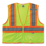 Ergodyne 8230Z Type R Class 2 Two-Tone Vest - 2-Xtra Large/3-Xtra Large - Zipper Closure - Mesh Fabric, Polyester Mesh - Lime - EGO21327 Product Image 