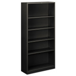 HON Metal Bookcase, Five-Shelf, 34.5w x 12.63d x 71h, Charcoal (HONS72ABCS) View Product Image