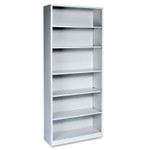 HON Metal Bookcase, Six-Shelf, 34.5w x 12.63d x 81.13h, Light Gray (HONS82ABCQ) View Product Image