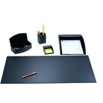 Dacasso 5-piece Home/Office Leather Desk Accessory Set - Velveteen, PU Leather - DACK6302 Product Image 