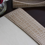 Protacini Breeze Beige Italian Patent Leather 34" x 20" Side-Rail Desk Pad - Rectangular - 34" Width - DACP6301 Product Image 