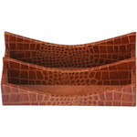 Protacini Cognac Brown Italian Patent Leather Letter Holder - Italian Leather, Velveteen, Suede - DACA6108 Product Image 