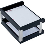 Dacasso Classic Leather Double Letter Trays - Side-loading - Black - DACA1073 Product Image 