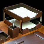 Dacasso Bonded Leather Double Letter Trays - Desktop - DACA3622 Product Image 