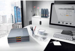 DURABLE VARICOLOR 3 Drawer Desktop Storage Box, Gray/Multicolor - 3 Drawer(s) - 3.75" Height x 11" Width x 14" Depth - Desktop - DBL760327 Product Image 