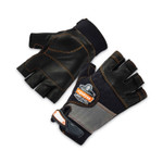 Ergodyne ProFlex 901 Half-Finger Leather Impact Gloves - 1" Thickness x 10.75" Glove Length - Medium Size - Half Finger - Black - EGO17783 Product Image 