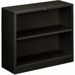 HON Brigade Steel Bookcase | 2 Shelves | 34-1/2"W | Black Finish - 2 Shelf(ves) - 29" Height x 34.50" Width x 12.62" Depth - Adjustable Shelf, Reinforced, Welded, Durable, Compact - Black - Steel Product Image 