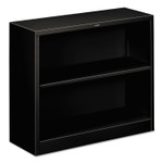HON Metal Bookcase, Two-Shelf, 34.5w x 12.63d x 29h, Black View Product Image
