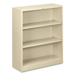 HON Metal Bookcase, Three-Shelf, 34.5w x 12.63d x 41h, Putty View Product Image