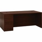 HON 10500 H105896L Pedestal Desk - 29.5" Height x 72" Width x 36" Depth - 3 x Box, File Drawer(s)Left Side - Flat Edge - Finish: Mahogany Product Image 