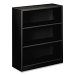 HON Metal Bookcase, Three-Shelf, 34.5w x 12.63d x 41h, Black View Product Image