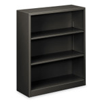HON Metal Bookcase, Three-Shelf, 34.5w x 12.63d x 41h, Charcoal View Product Image