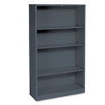 HON Metal Bookcase, Four-Shelf, 34.5w x 12.63d x 59h, Charcoal (HONS60ABCS) View Product Image